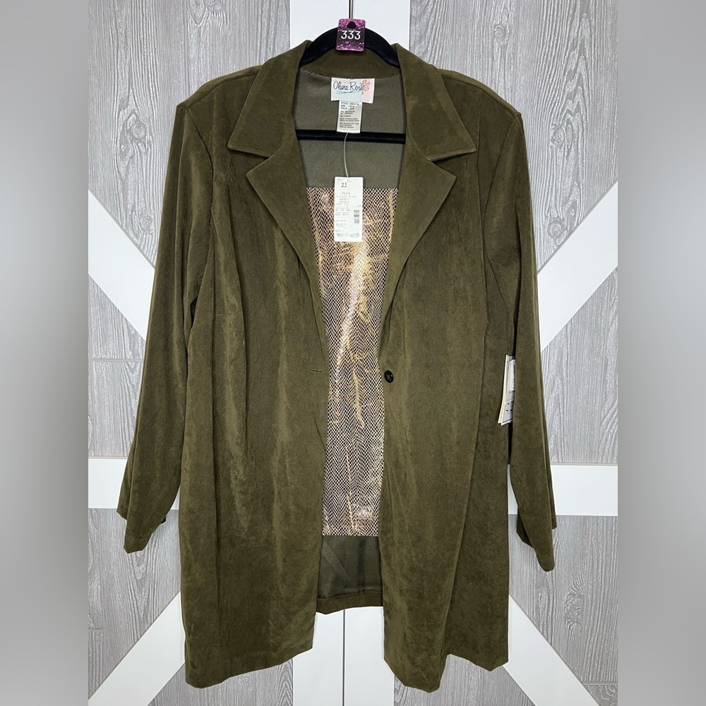 333. NWT Olivia Rose Olive Green Women's Jacket w/Snake insert 22W - Picture 1 of 8